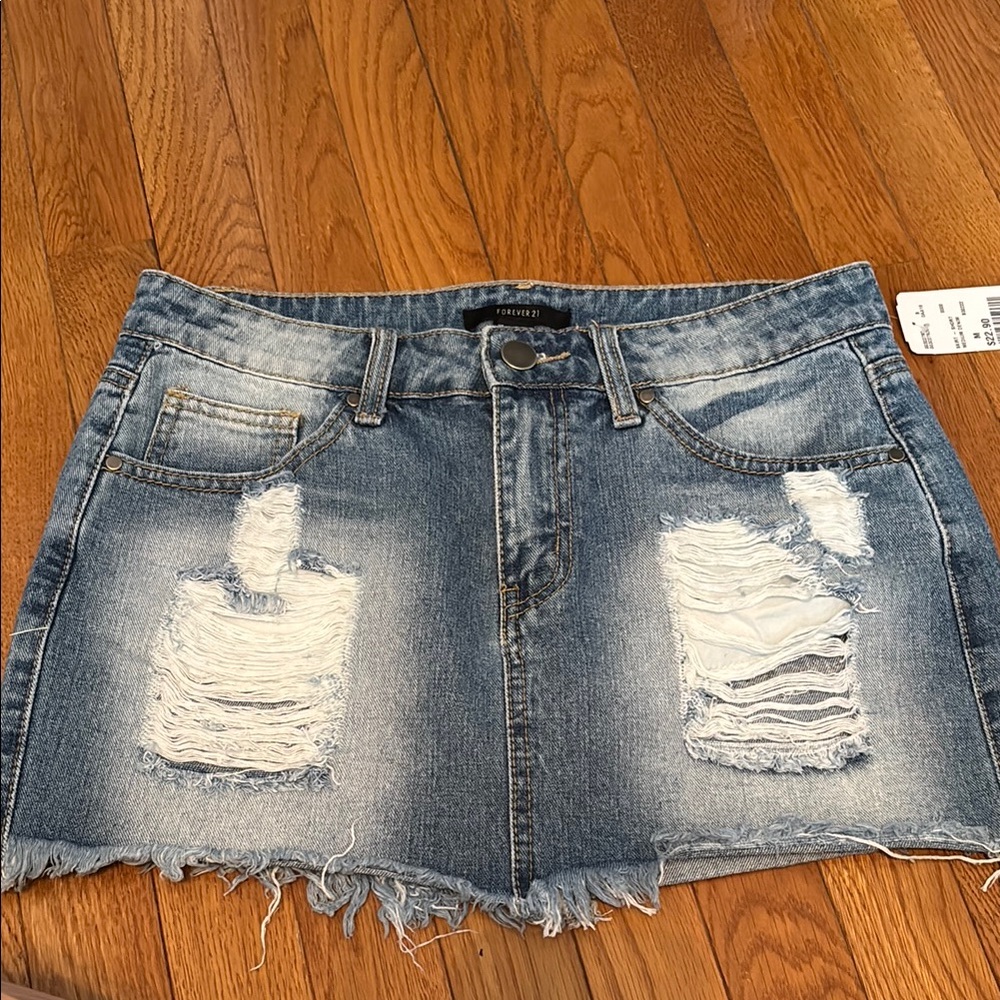 Distressed Denim Mini Skirt